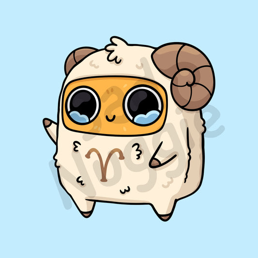 Aries Sad Nuggie Sticker