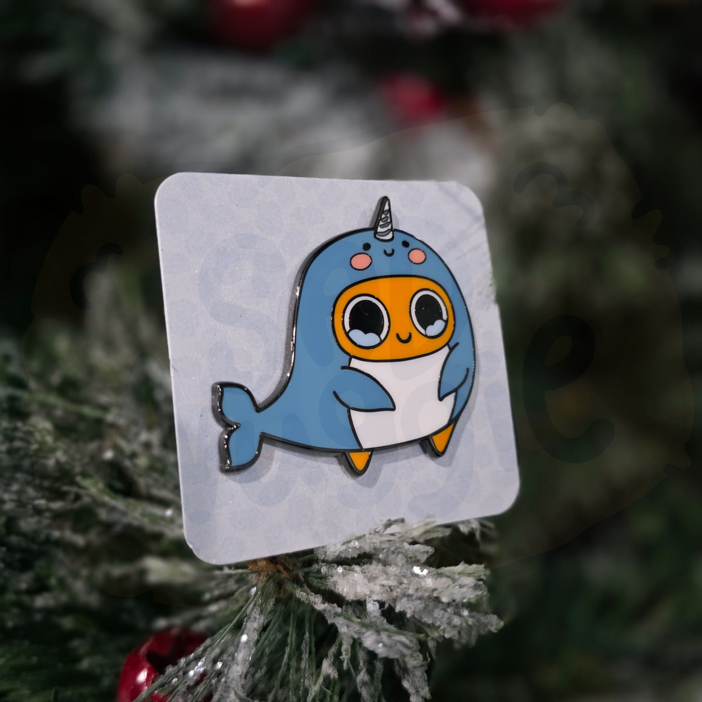 Sad Nuggie Narwhal Enamel Pin