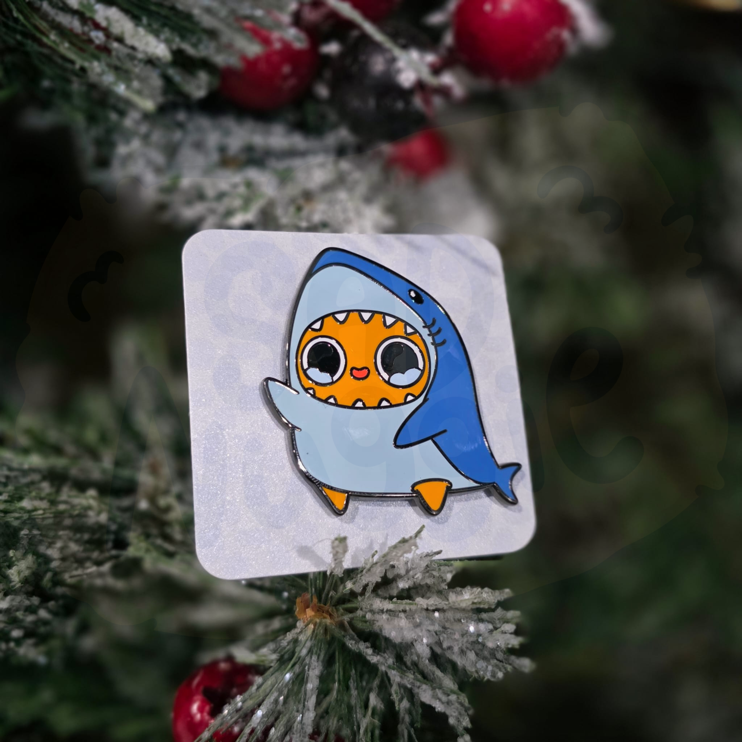 Sad Nuggie Shark Enamel Pin