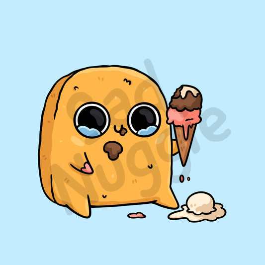 Ice Cream Sad Nuggie Sticker