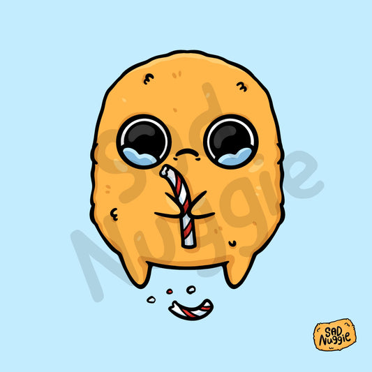 Broken Candy Cane Sad Nuggie Sticker