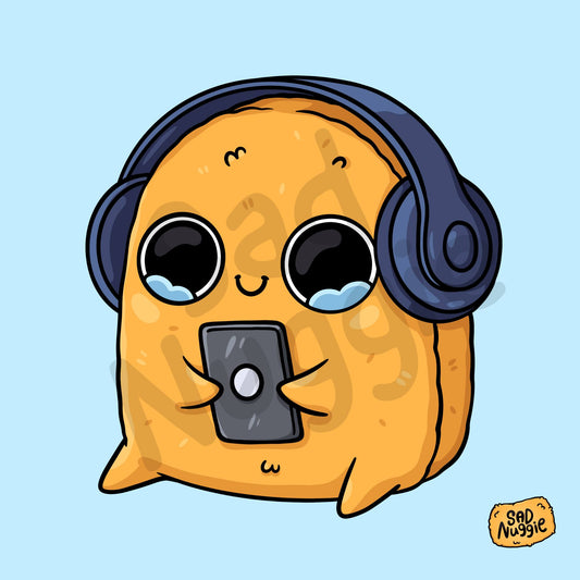 Headphones Sad Nuggie Sticker