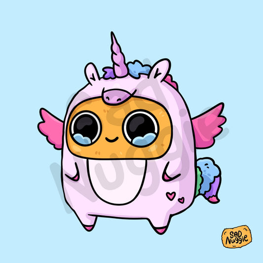 Licorne triste Nuggie Sticker