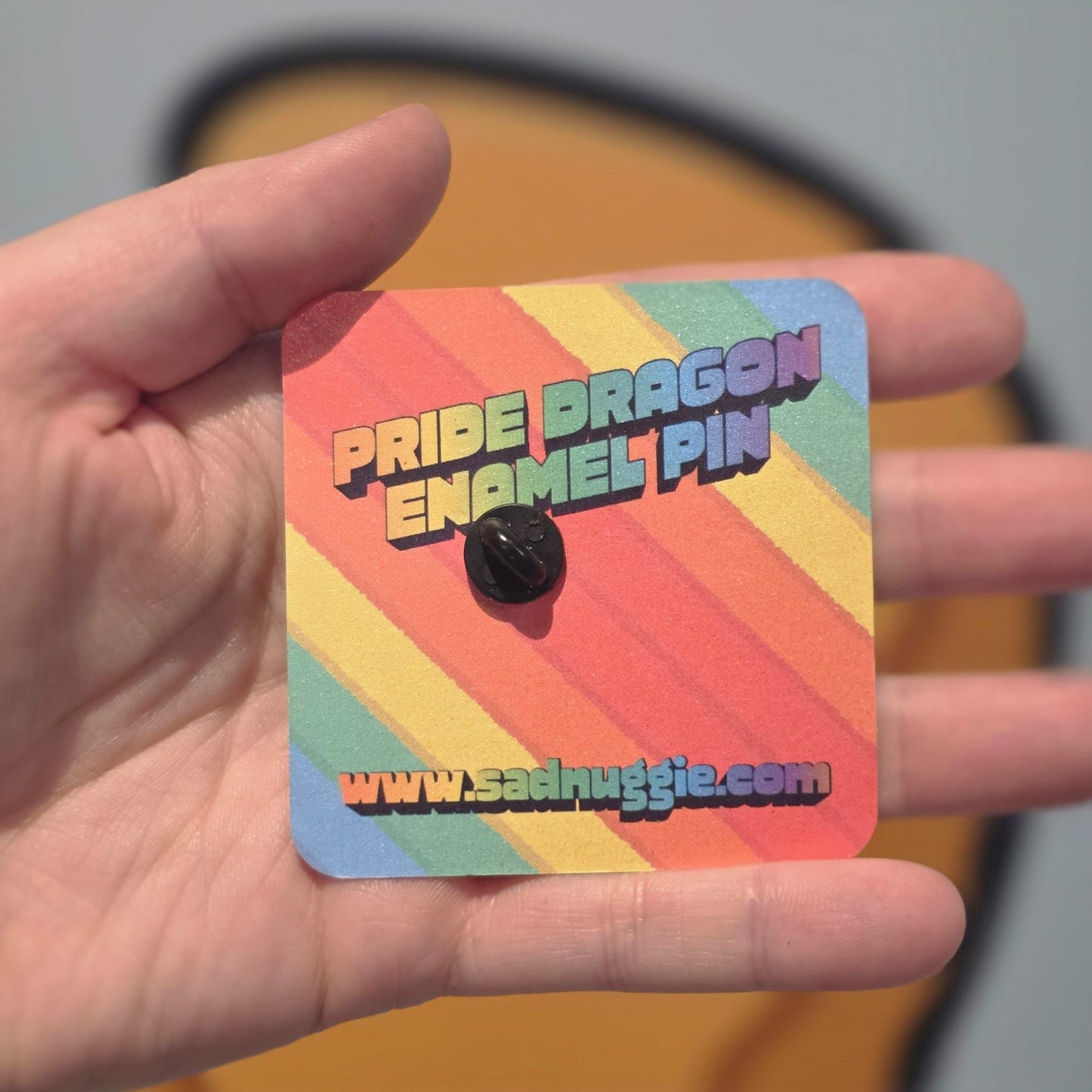 Sad Nuggie Glitter Rainbow Dragon Enamel Pin