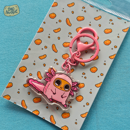 Sad Nuggie Axolotl Epoxy Keychain