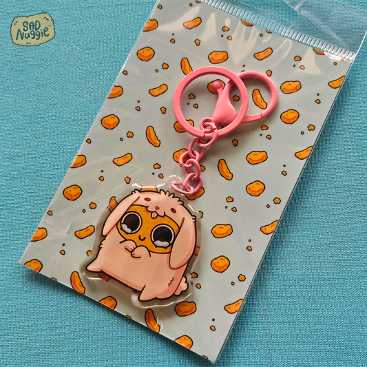 Sad Nuggie Bunny Epoxy Keychain