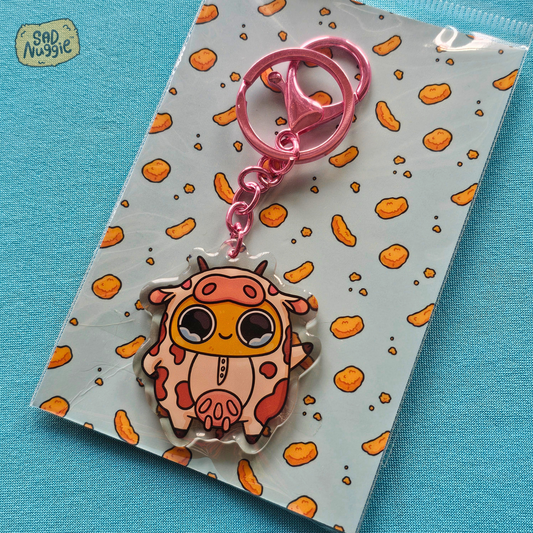 Sad Nuggie Cow Epoxy Keychain