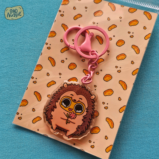 Sad Nuggie Hedgehog Epoxy Keychain