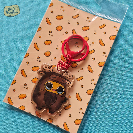 Sad Nuggie Moose Epoxy Keychain
