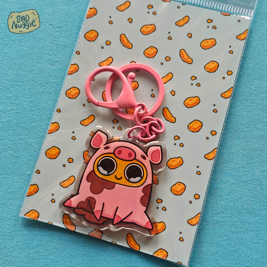 Sad Nuggie Pig Epoxy Keychain