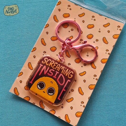 Sad Nuggie Screaming Inside Epoxy Keychain