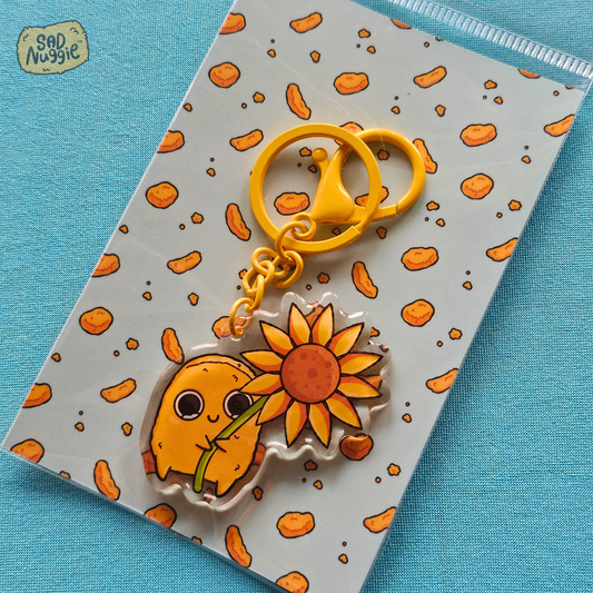 Sad Nuggie Sunflower Epoxy Keychain