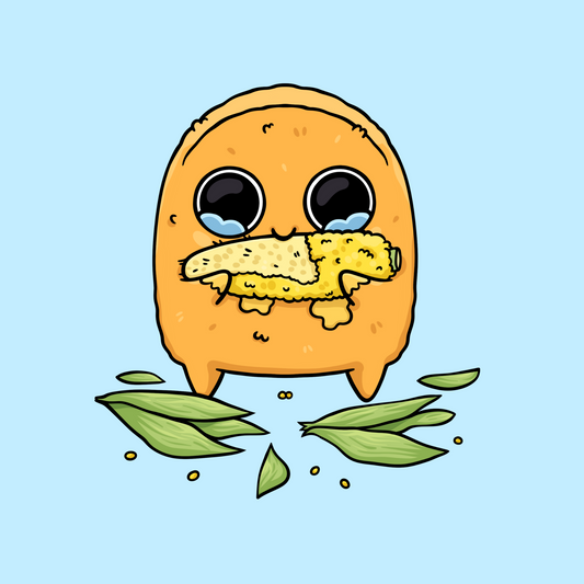 Corn on the Cob Sad Nuggie Sticker